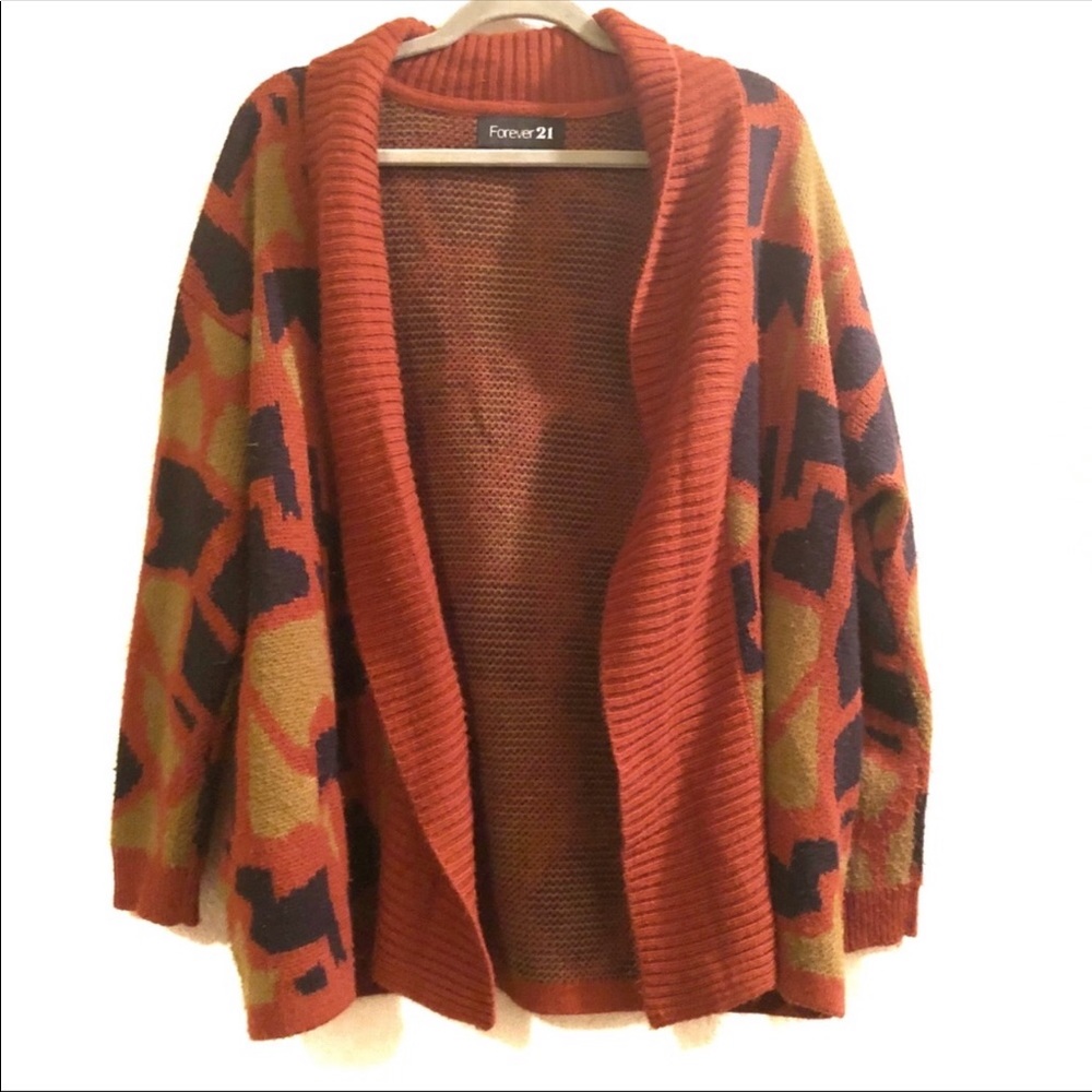 Forever21 geometric open front sweater
